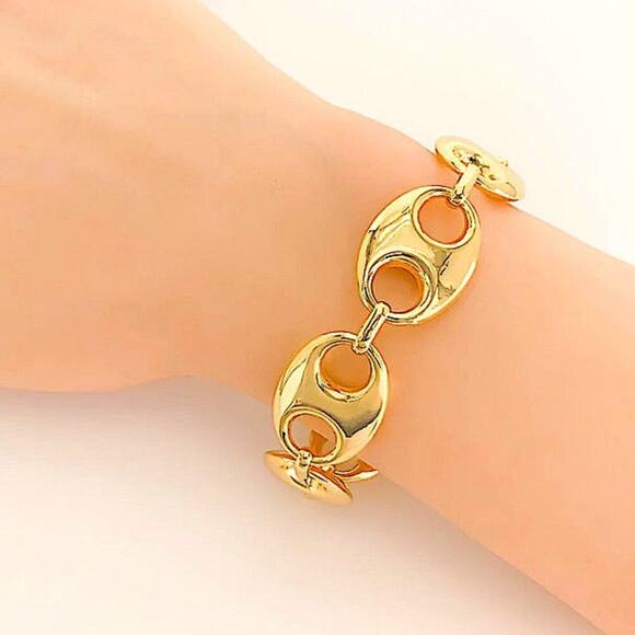 Gold 18K Mariner Pignose Chain Link Bracelet - Picture 4 of 9